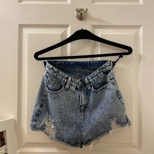 Light wash jean shorts